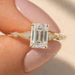 2 CT Emerald Cut Lab Grown Diamond Vintage Side-Stone Ring