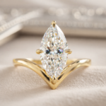 2 Carat Marquise Lab Grown Diamond Engagement Ring with V-Shaped Band