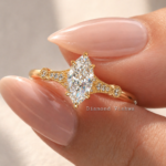 2.5 CT Marquise Lab Grown Diamond Engagement Ring in 14K Yellow Gold