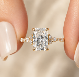 2 CT Radiant Cut Lab-Grown Diamond Engagement Ring – Halo Pavé Accents
