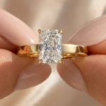 2 Ct Radiant Lab Grown Diamond Engagement Ring, Two-Tone Flat Band, Custom Gold Ring