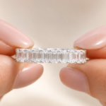 4 TCW Emerald Cut Lab Grown Diamond Eternity Band, Full Eternity Wedding Ring