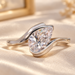 IGI Certified Pear Cut Lab Grown Diamond Ring,Half Bezel Engagement Ring,Solitaire Diamond Wedding Ring,Unique Anniversary Ring,Gift For Her