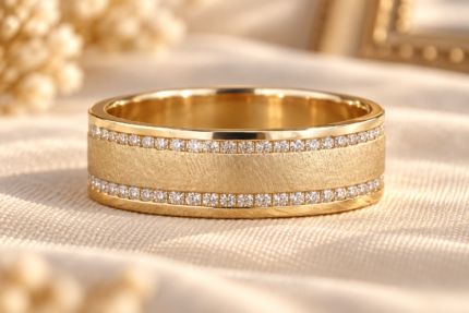 Men's Channel Diamond Band with 0.68 ct Lab-Grown Diamonds — front view of matte center
