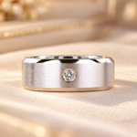 Men's Statement Ring, 2.80 MM Round Lab Grown Diamond Ring, Matte Finish Wedding Ring for Him, Solitaire Engagement Ring, Anniversary Gifts