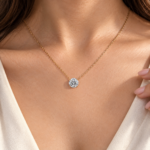 Round Lab Grown Diamond Solitaire Pendant, 2 Ct, IGI Certified Custom Gold Necklace
