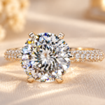 4.00ct Portuguese Cut Lab Grown Diamond Ring, Three Side Pave Band, Wedding Engagement Ring, Bridesmade Gifts