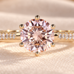 Pink Round Lab Grown Diamond Engagement Ring in Pave Setting, IGI Certified Diamond Wedding Ring for Her, Anniversary Gift Ring for Women