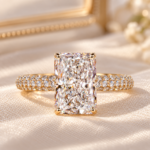 IGI Certified Radiant Cut 4.00 Ct Lab Grown Diamond Engagement Ring – 14K Yellow Gold Hidden Halo 3‑Side Pave – Wedding & Anniversary Gift