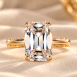 5.00ct Elongated Cushion Old Mine Cut Lab Grown Diamond Ring–Vintage Style–Hidden Halo Engagement–IGI Certified–Wedding & Anniversary Gift