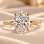 3.50CT Oval Lab Grown Diamond Solitaire Engagement Ring–Hidden Halo & Floral Basket –G/VS1 IGI Certified–Anniversary Jewelry