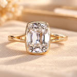Old Mine Cut Cushion Diamond Solitaire Engagement Ring, Bezel Set Split Shank Setting, Lab Grown Diamond Wedding Ring, Anniversary Gifts
