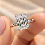 Emerald Cut Moissanite Solitaire Wedding Ring for Her, 3 Carat Moissanite Engagement Ring, Handmade Anniversary Ring for Women, Promise Ring