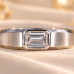 Emerald Cut Lab Grown Diamond Men's Ring, 1.0 CT Bezel Set/Solitaire Engagement Ring, Statement Ring, Ring for Him, Anniversary Gifts