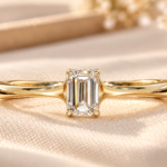 Emerald Cut 0.25CT Lab Diamond Ring, Tapered Band, Wedding Engagement Ring ,Conflict Free Jewelry