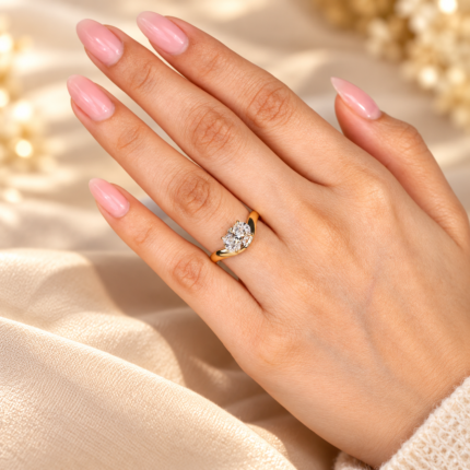 East West Oval Solitaire Lab-Grown Diamond Engagement Ring — worn on a hand