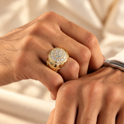 Men's Cluster Diamond Signet Ring with 1.96 ct Lab Diamonds — worn on a closed hand