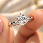 Hexagon Cut Moissanite Solitaire Wedding Ring for Her, Classic 6 Claw Prong Tulip Basket Moissanite Engagement Ring, Anniversary Gift Ring