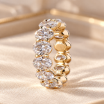 Oval Diamond Eternity Band, Shared Prong Eternity Wedding Ring, Lab Grown Diamond Anniversary Ring for Her, Daily Wear Comfort Fit Band