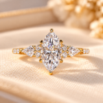 Marquise Engagement Ring in Muse Setting wit Kite Cut Lab Grown Diamond, IGI Certified Wedding Ring, Anniversary Gift, Handmade Ring for Her