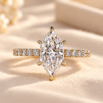 Dutch Marquise Engagement Ring, Hidden Halo Lab Grown Diamond Ring with Cathedral Pave Setting, IGI Certified E/VS1 Lab Created Diamond Ring