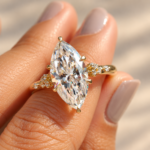 Marquise Cut Moissanite Cluster Engagement Ring with Comfort Fit Setting, Six Claw Prong Setting Wedding Ring, Handmade Ring for Anniversary