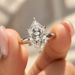 Dutch Marquise Cut Moissanite Hidden Halo Engagement Ring, Classic Comfort Fit Wedding Ring for Her, Six Claw Prong Cathedral Setting Ring