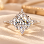 IGI Certified Marquise Lab Grown Diamond Ring,3 Stone Engagement Ring,Side Trilliant Diamonds,White Gold Wedding Ring,Anniversary Gifts