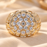 Signet Ring for Him, 1.96 TW Round Lab Grown Diamond Men's Ring, Yellow/White/Rose Gold Ring, Anniversary Gift Ring, Diamond Ring for Him