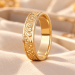 Handmade Mens Wedding Band Filigree Engraved Art Deco Engagement Ring, 5mm Wide 10k 14k 18k Gold Band, Promise Ring for Him Anniversary Gift