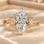 Nature Inspired Engagement Ring with Leaf design, Marquise Lab Grown Diamond Wedding Ring, Anniversary Gifts, Handmade Ring by Diamond Vishwa