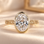 Oval Engagement Ring in Milgrain Bezel Setting with Engraved Shank Details, Solitaire Wedding Ring for Her, Handcrafted Ring by Diamond Vishwa