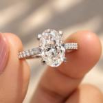 Oval Engagement Ring with Pave Setting, Trellis Setting Moissanite Wedding Ring, Anniversary Ring for Women, Yellow/White/Rose Gold Ring