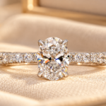 IGI Certified Oval Lab Grown Diamond Engagement Ring, Tapered Pave Band, Conflict Free Ring,Wedding Gifts