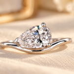 Pear Cut Lab Grown Diamond Pinky Finger Ring, Solitaire Engagement Ring in East to West Setting, Promise Ring for Her, Anniversary Gift Ring