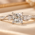 0.75CT Princess Engagement Ring,Lab Created Wedding Ring,Trilogy Diamond Ring,White Gold Ring For Women,Graduation gifts