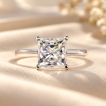 Classic 2.51 CT Princess Cut Colorless Moissanite Engagement Ring, Cathedral Setting, Solitaire Wedding Ring, Customized Anniversary Ring