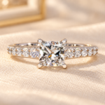 1.00Ct IGI Certified Princess Cut Lab Grown Engagement Ring, Tapered Pave Band, Wedding Ring, Bridesmaid Gifts