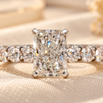 3.00 Carat Radiant Cut Lab Grown Diamond Ring,Hidden Halo,Side 3.50MM Round Diamonds,Wedding Ring,Gift For her