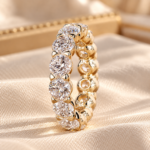 Round Cut Lab Grown Diamond Band, Full Eternity Wedding Band for Women, Single Prong Comfort Fit Setting, Anniversary/Birthday Gifts